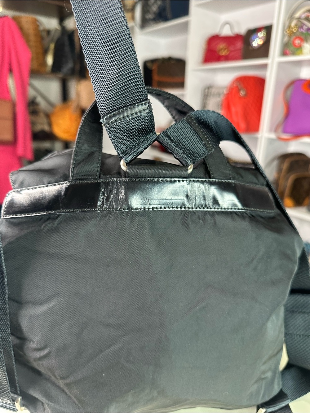 Prada Black Nylon Flap Backpack with Front Pockets - Picture 7 of 12